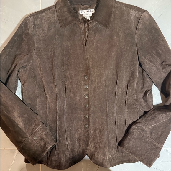 Ami Dark Brown Suede Women's Blazer - Picture 1 of 7